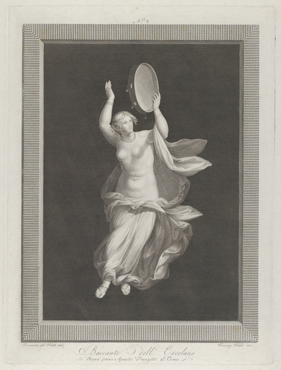 En delvis naken bacchante som spiller en tamburin, ca. 1795-1820 av Vicenzo Feoli