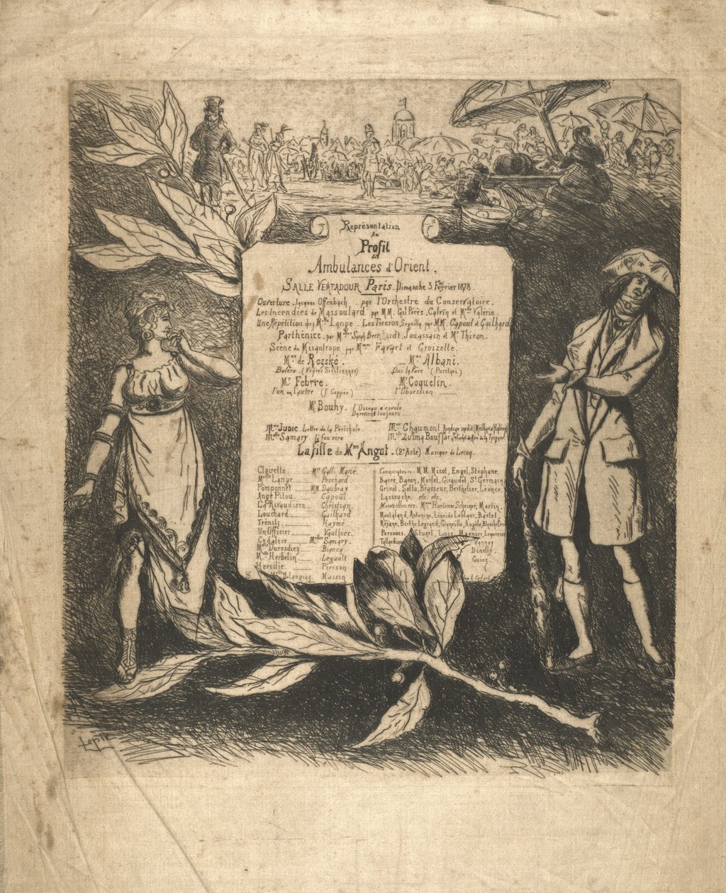 Program for forestillingen 3. februar 1878, Salle Ventadour av Vicomte Ludovic Lepic