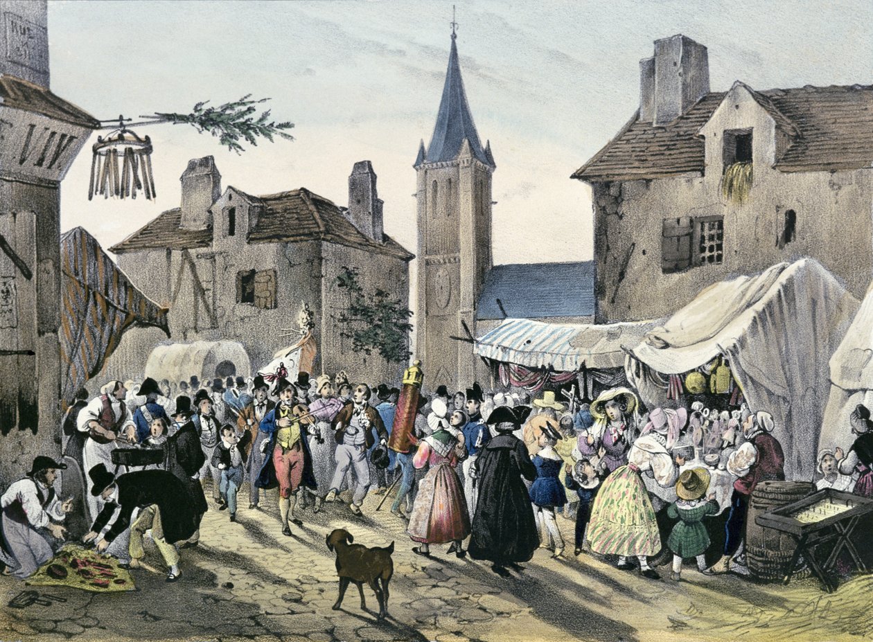 'Lokale fester rundt Paris', serie, 1830, Chatenay av Victor Adam
