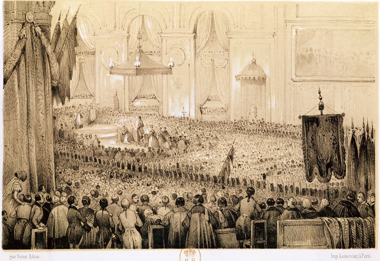 The Re-establishment of the Cult: A Te Deum at Notre-Dame de Paris, 18. april 1802 av Victor Adam