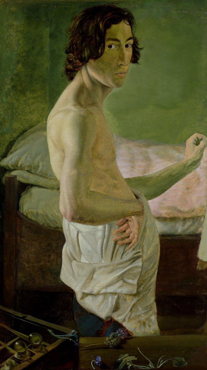 Selvportrett foran staffeliet, ca. 1828 (blandet media på papir på lerret) av Victor Emil Janssen