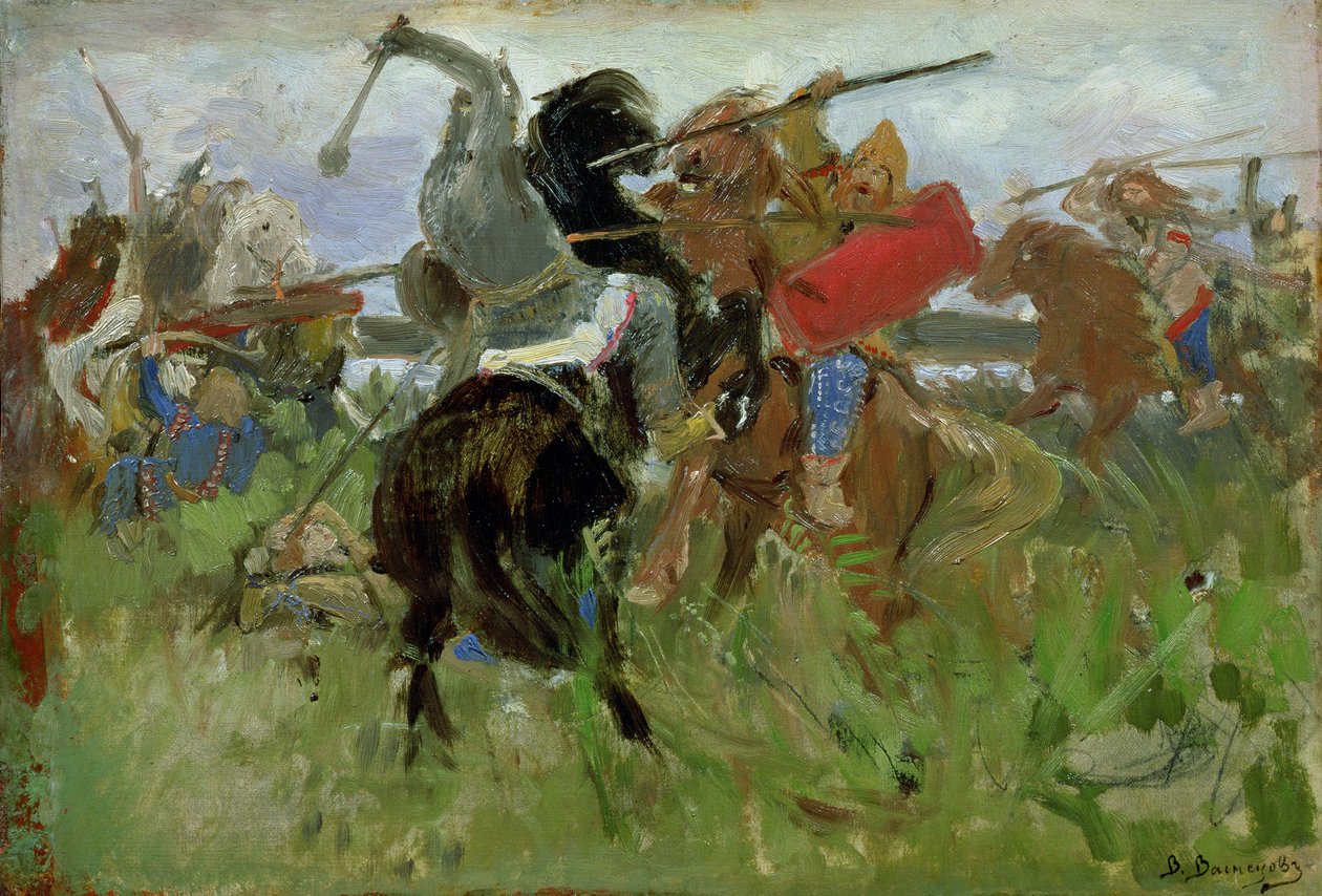 Kamp mellom skyterne og slaverne, 1879 av Victor Mikhailovich Vasnetsov