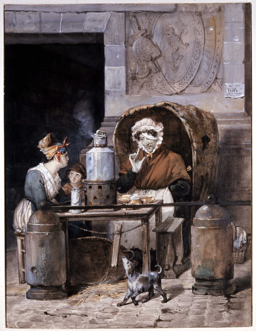 Kaféhandler på gaten - av Adam, v.1850 av Victor Adam