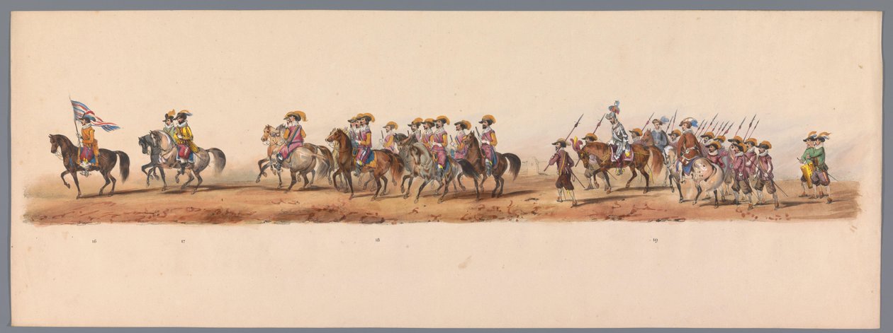 Historisk prosesjon ved det andre hundreårsjubileet for Utrecht University of Applied Sciences, 1836 (plate 5) De nederlandske hærenes innflyging til Oostende, 3. juli 1600, dagen etter seieren ved Nieuwpoort; i henhold til kostymefremstillingen gitt av H  av Victor Adam