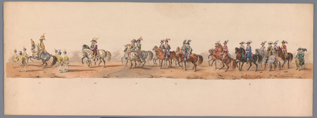 Historisk prosesjon ved det andre hundreårsjubileet for Utrechtse Hogeschool, 1836 (plate 8) Optogt des Nederlandschen Legers til Ostende, den 3. juli 1600, dagen etter seieren ved Nieuwpoort; i henhold til den kostymede forestillingen gitt av HH Student av Victor Adam