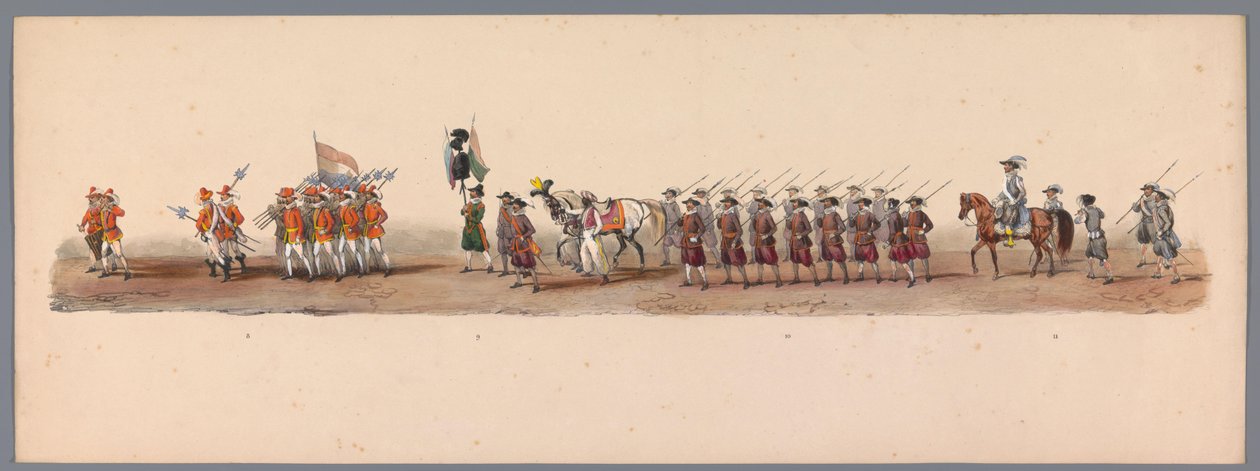 Historisk prosesjon ved det andre hundreårsjubileet for Utrecht University of Applied Sciences, 1836 (plate 3) De nederlandske hærenes innflyging til Oostende, 3. juli 1600, dagen etter seieren ved Nieuwpoort; i henhold til kostymefremstillingen gitt av H  av Victor Adam