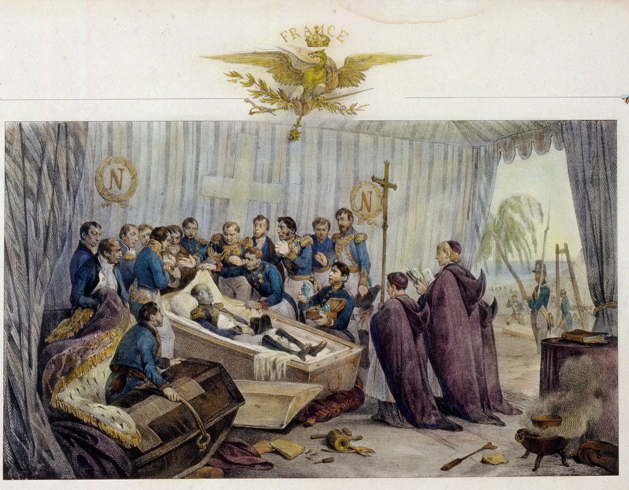 Åpning av Napoleonskisten på Saint Helena-øya 16. oktober 1840 av Victor Adam