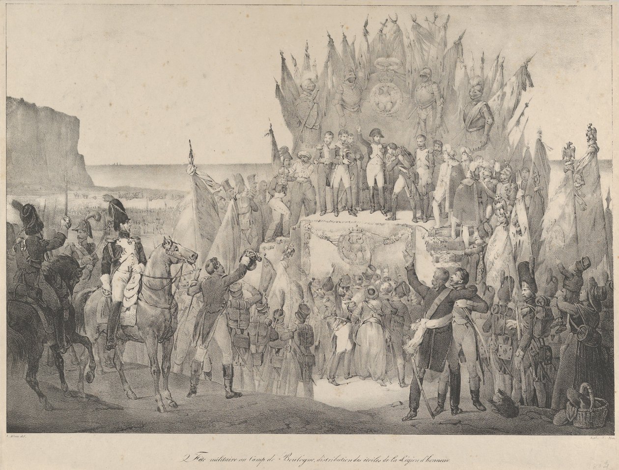 Militær fest i Boulogne med Napoleon som deler ut Æreslegionens stjerner av Victor Adam