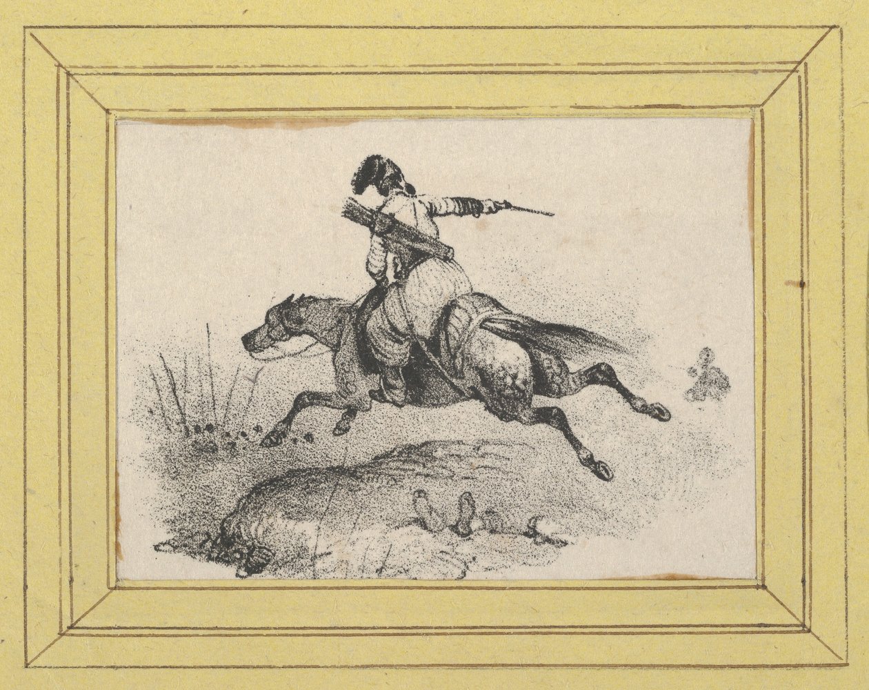 Soldat auf galoppierendem Pferd av Victor Adam