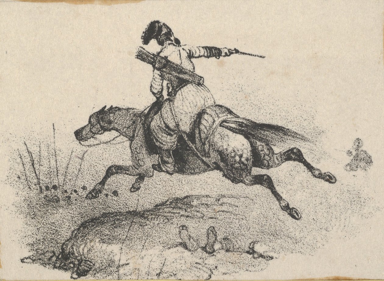 Soldat på galopperende hest, midten av 1800-tallet. av Victor Adam