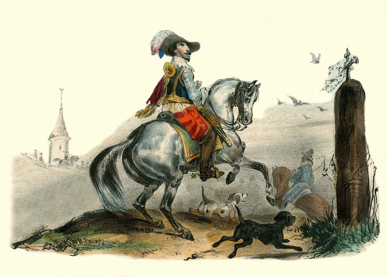 Viscounten av Sommiere, Languedoc-herre og landsherre. I "" Album Grotesque, Choices of Outstanding Types", illustrasjoner av Victor Adam, Paris, rundt 1850. av Victor Adam