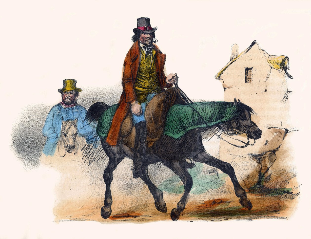 Biffhandleren traver ved å beregne fortjenesten hans. I "" Album Grotesque, Choices of Outstanding Types", illustrasjoner av Victor Adam, Paris, rundt 1850. av Victor Adam