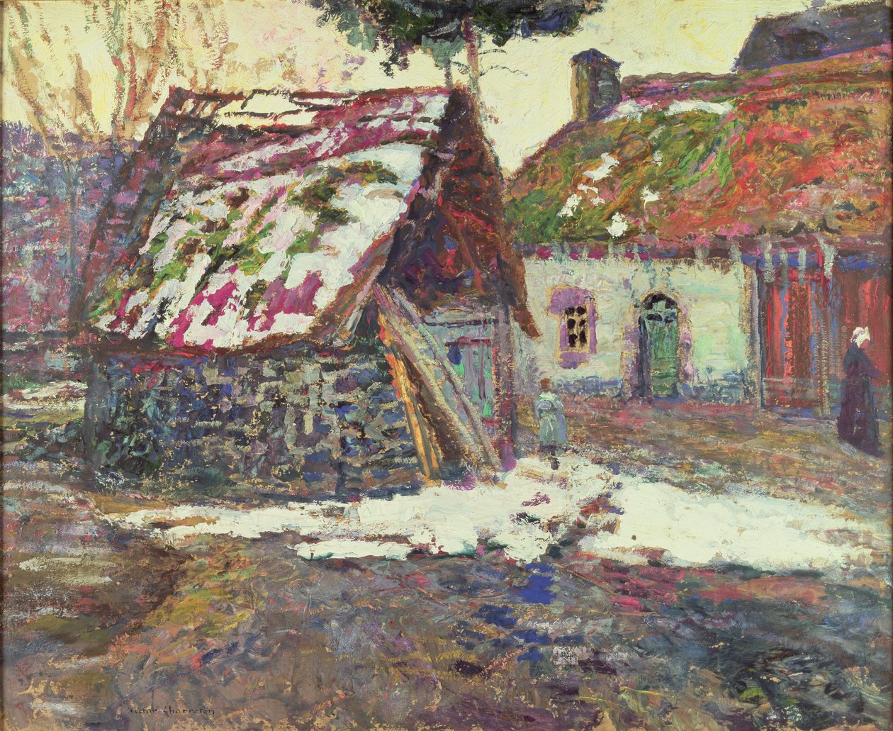 Effekten av snø (olje på papp) av Victor Charreton