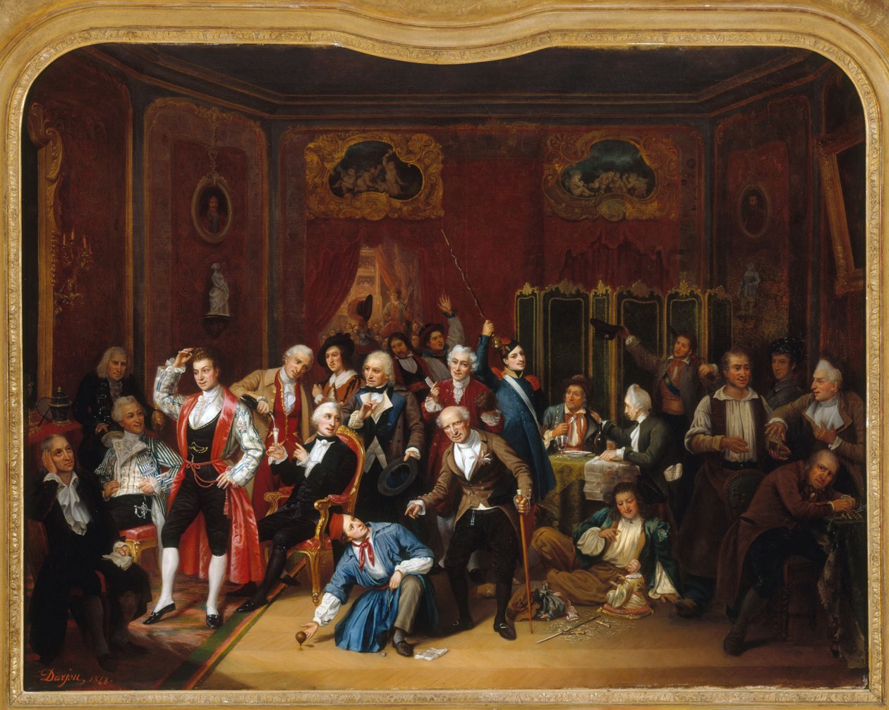 Skuespilleren Hugues Bouffé (1800-1888), representert i kostymene til sine hovedroller, i garderoben hans på Théâtre des Variétés av Victor Darjou