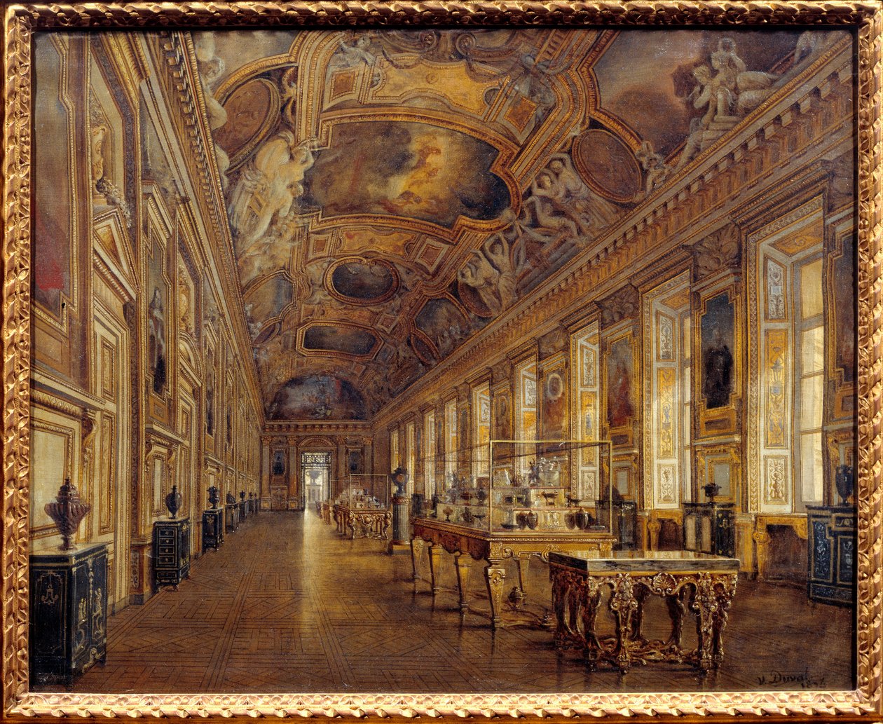 Utsikt over det store galleriet til Apollon på Musee du Louvre i 1880 (olje på lerret) av Victor Duval