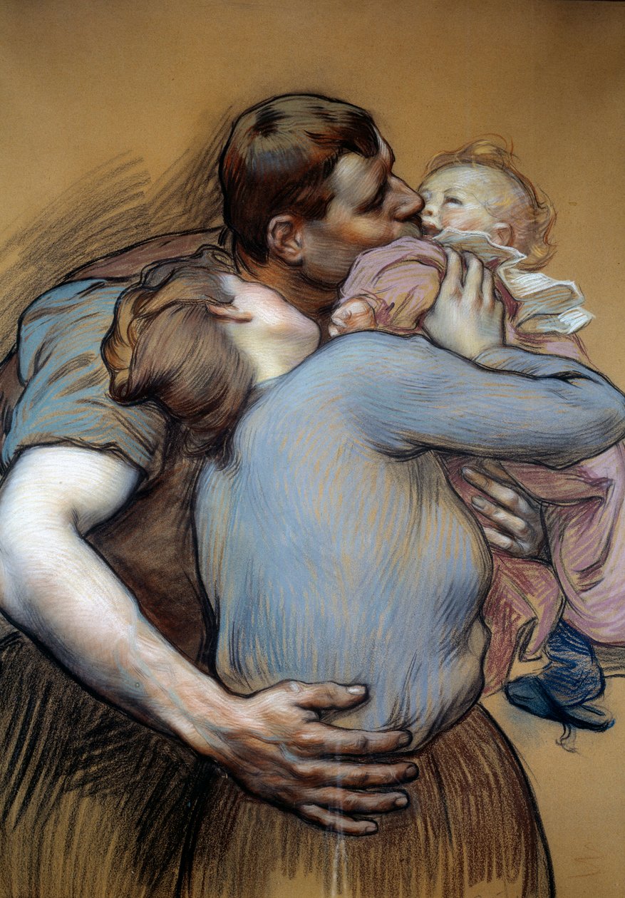 Familien. Tegning av Victor Prove (1856-1943) av Victor Emile Prouve