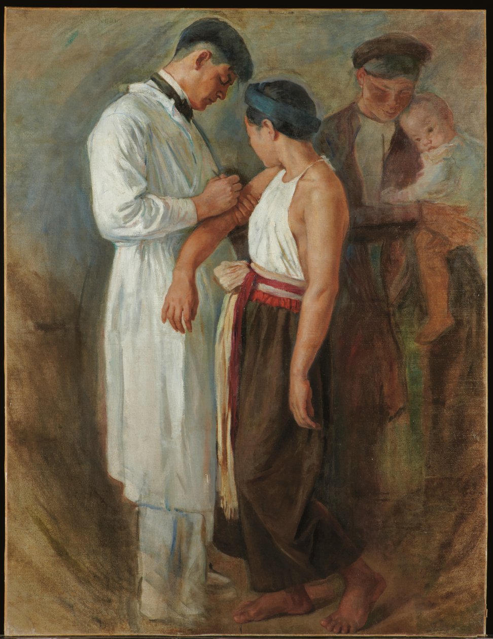 La Vaccination, ca. 1923 (olje på lerret) av Victor Francois Tardieu