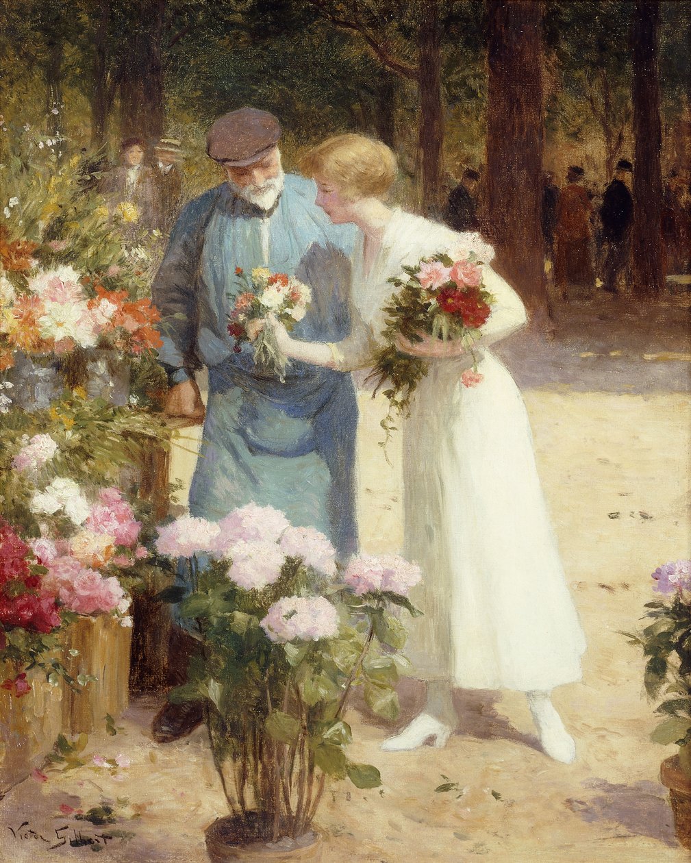 På blomstermarkedet; På blomstermarkedet, av Victor Gabriel Gilbert