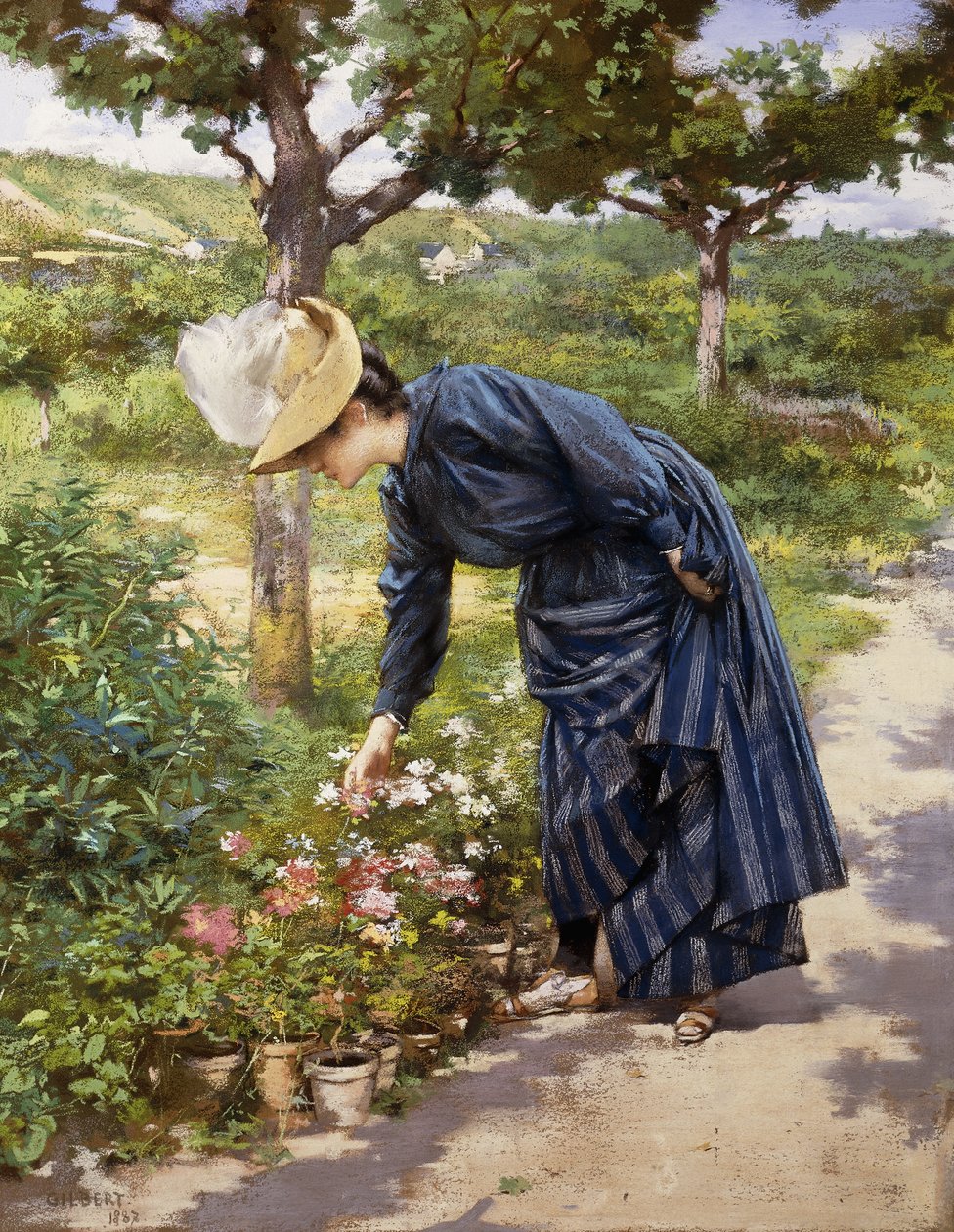 Dame i en hage, 1887 av Victor Gabriel Gilbert