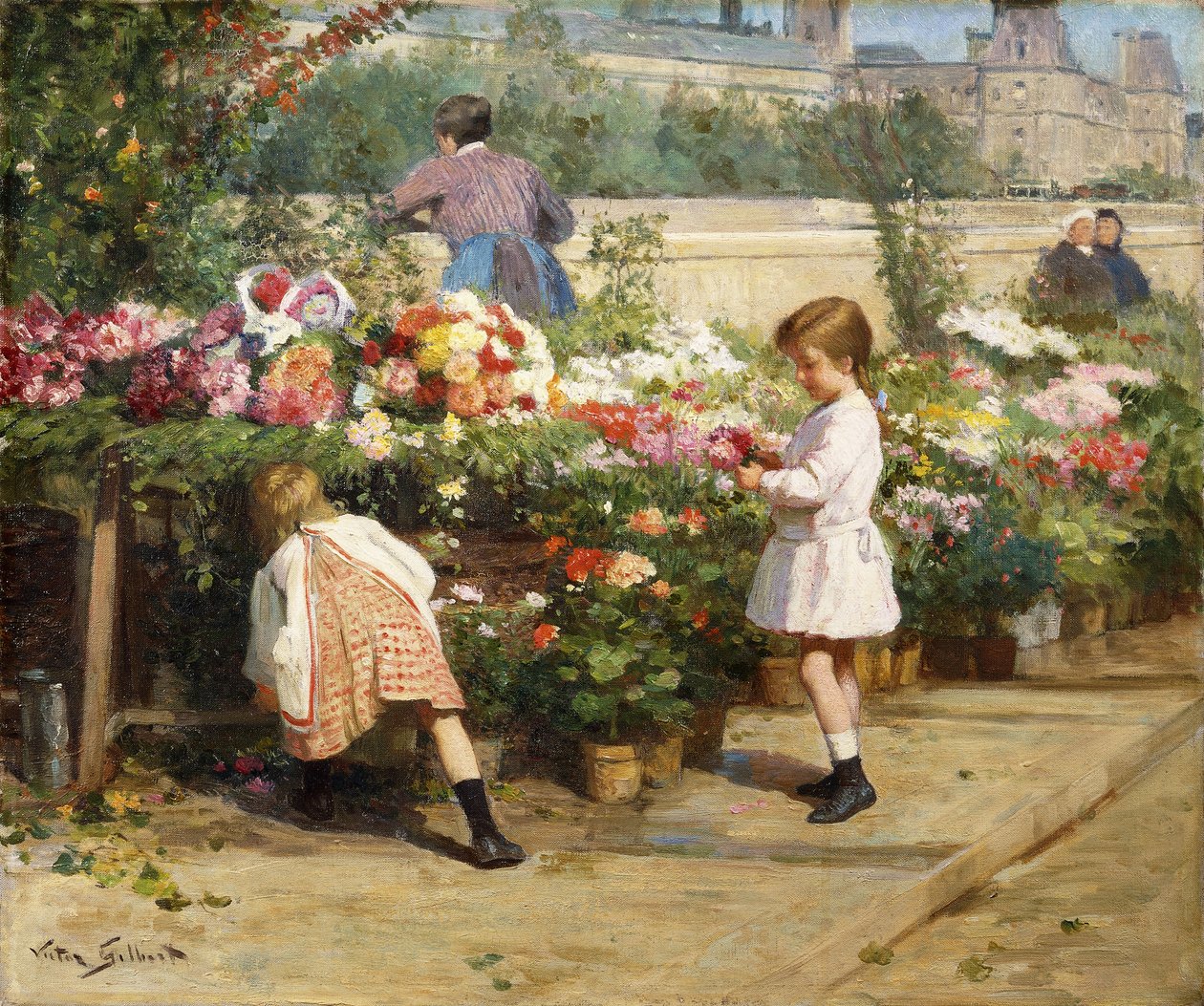 Blomstermarkedet ved Seinen, av Victor Gabriel Gilbert