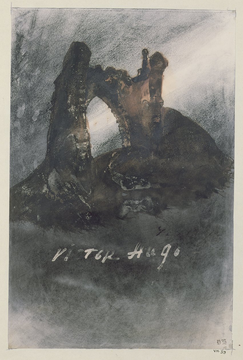 Ruiner ved Groz-Nez, Jersey eller The Arch (blyant, indisk blekk og sepia på papir) av Victor Hugo