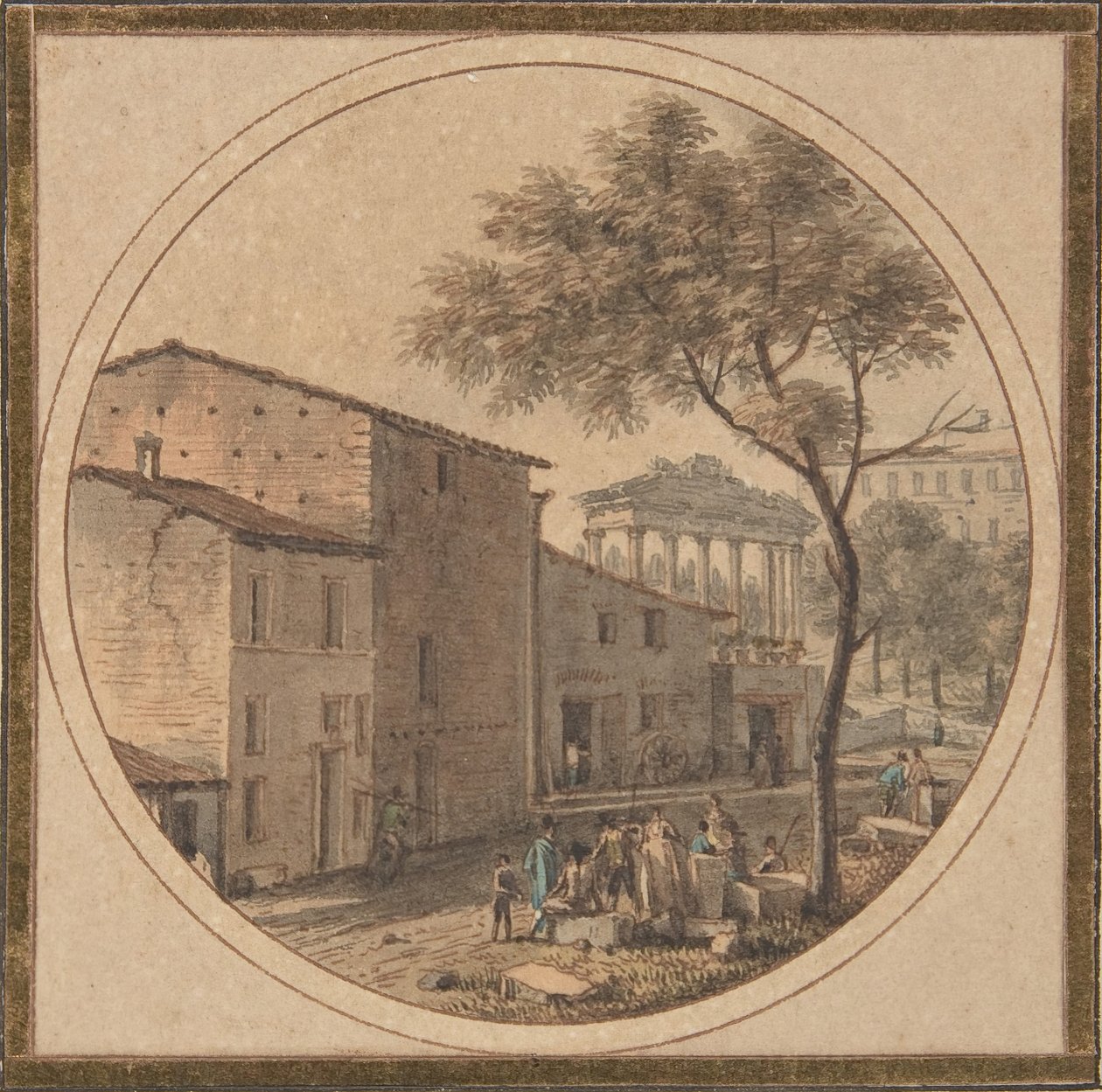 Utsikt over Forum Romanum med Saturn-tempelet i bakgrunnen, nd. av Victor Jean Nicolle