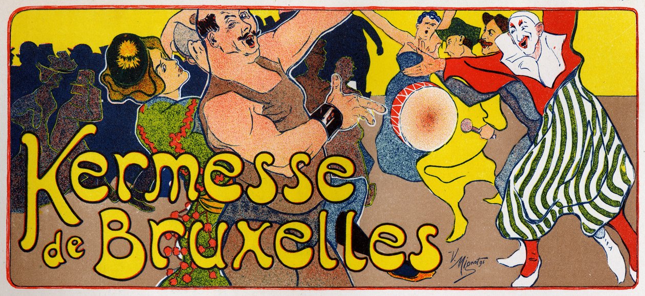 Livsstil. Brussels kermess (karneval), Belgia. Plakat av V. Mignot, Belgia, ca. 1890 (plakat) av Victor Mignot
