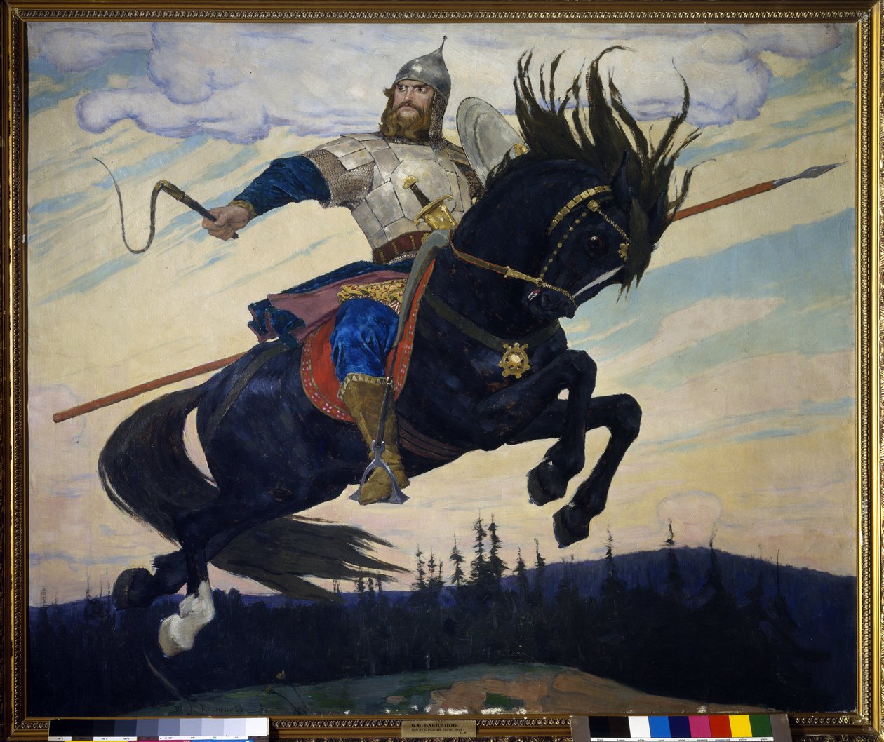 Ilya Muromets (Elie av Murom) (Ilya Muromets). Russisk legendarisk helt. Maleri av Viktor Mikhailovich Vasnetsov (1848-1926), olje på lerret av Victor Mikhailovich Vasnetsov