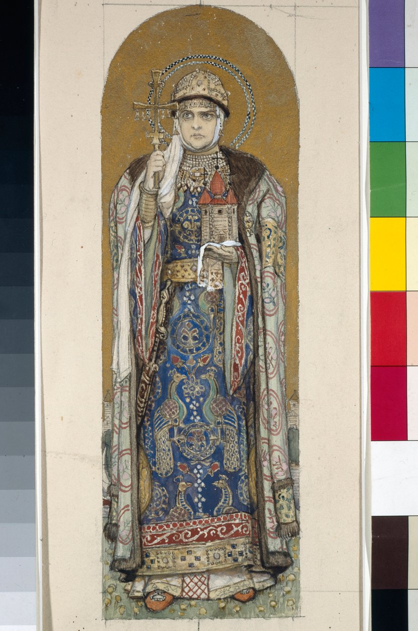 Saint Olga, prinsesse av Kiev (Studie for fresker i St. Vladimirs katedral i Kiev) av Victor Mikhailovich Vasnetsov