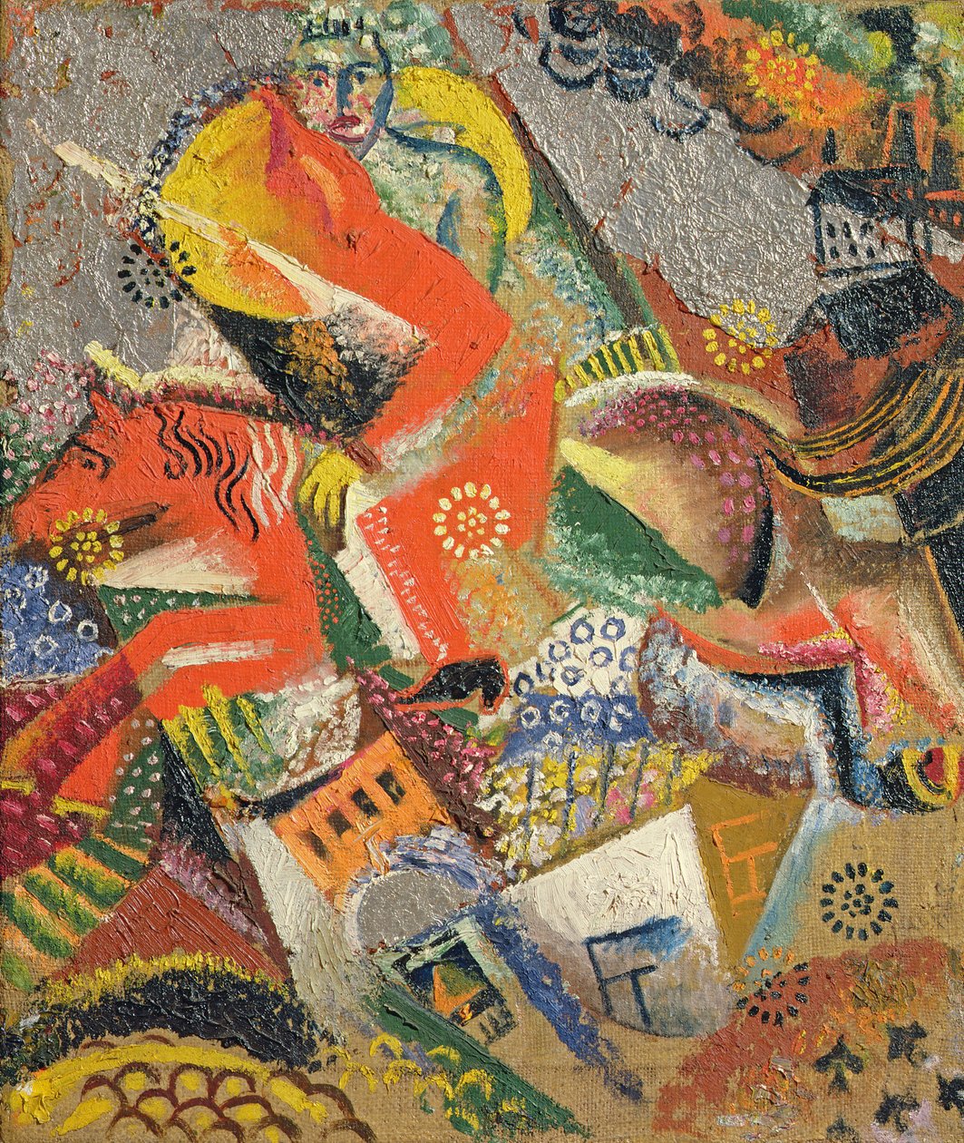 Komposisjon med Red Horseman, 1920 (olje og folie på lerret) av Victor Nikandrovich Palmov