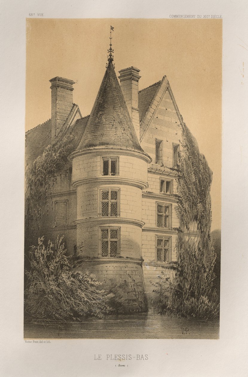 Pittoresk arkitektur eller monumenter fra det 15. århundre. Og XVI. Centuries: Slott i Frankrike fra det XV og XVI århundre: Pl. 68, Le Plessis-Bas (Aisne) av Victor Petit