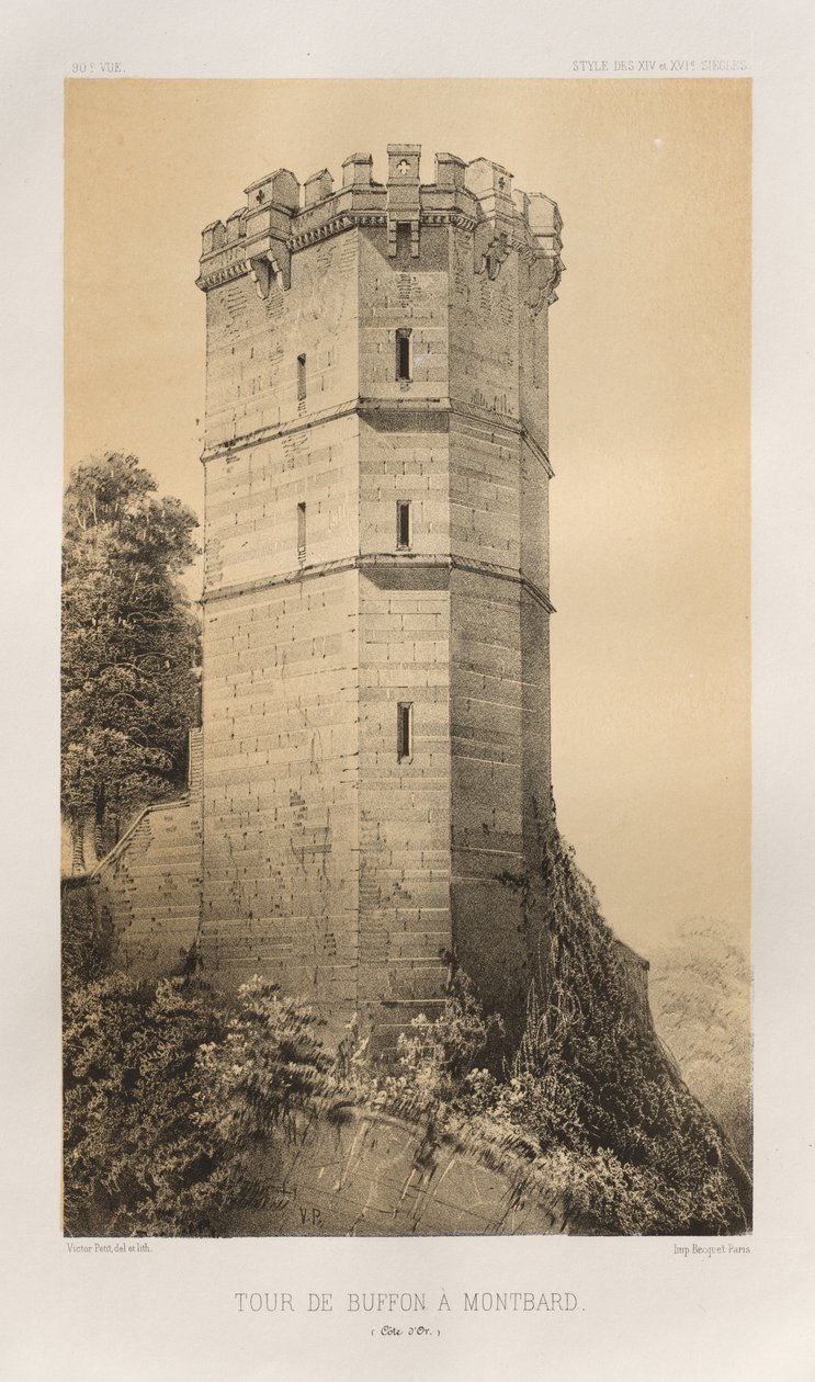 Pittoresk arkitektur eller monumenter fra det 15. århundre. Og XVI. Centuries: Slott i Frankrike fra det XV og XVI århundre: Pl. 90, Tour de Buffon i Montbard (Côte d