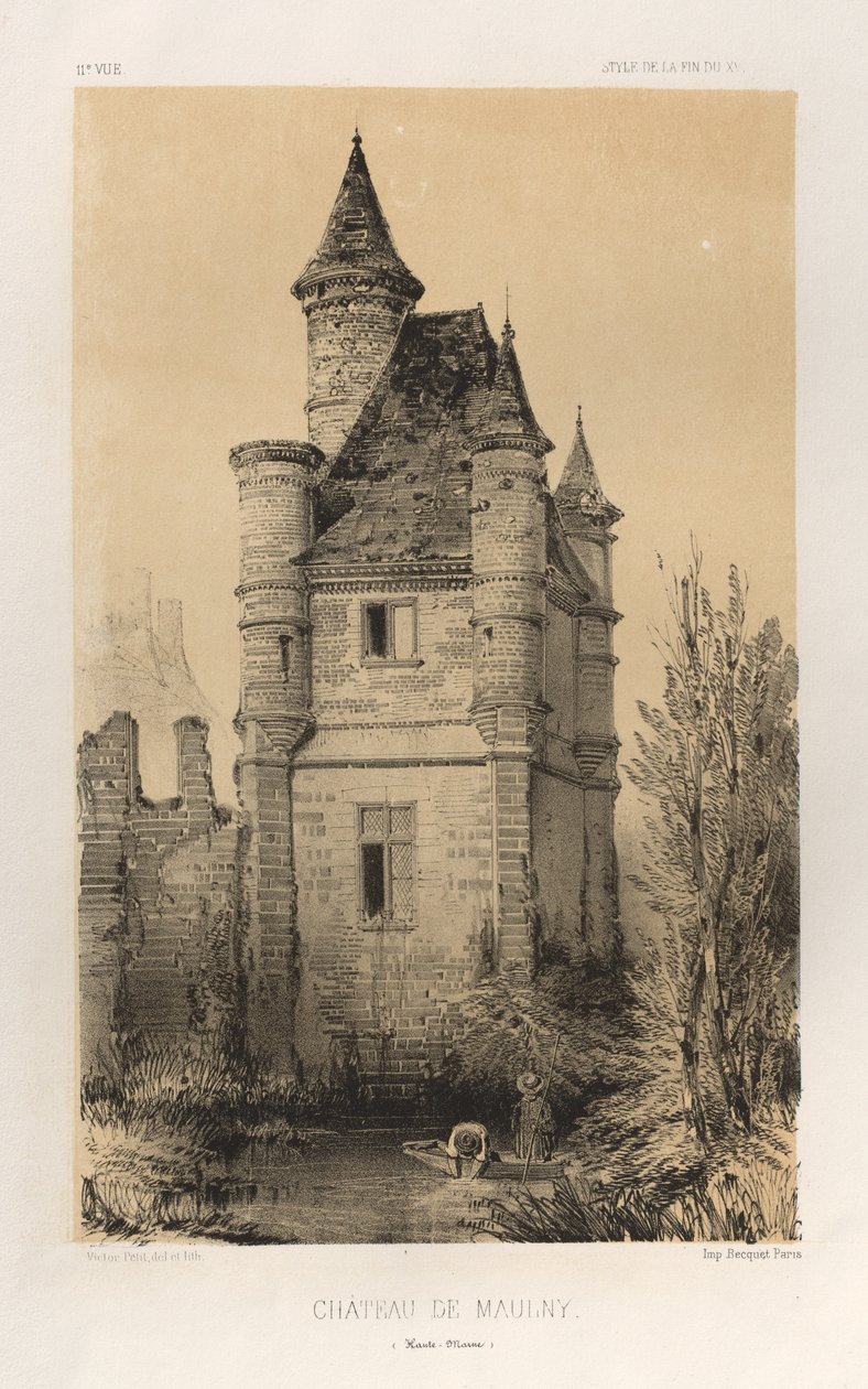 Pittoresk arkitektur eller monumenter fra det 15. århundre. Og XVI. Centuries: Chateaux De France av XV og XVI Centuries: Pl.11, Chateau De Maulny (Haute-Marne) av Victor Petit
