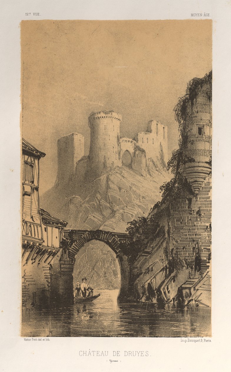 Pittoresk arkitektur eller monumenter fra det 15. århundre. Og XVI. Centuries: Chateaux De France av XV og XVI Centuries: Pl. 12, Chateau De Druyes (Yonne) av Victor Petit