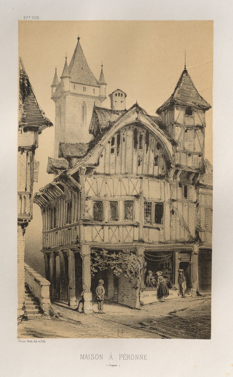 Pittoresk arkitektur eller monumenter fra det 15. århundre. Og XVI. Centuries: Chateaux De France av XV og XVI Centuries: Pl. 27, House A Peronne (Somme) av Victor Petit