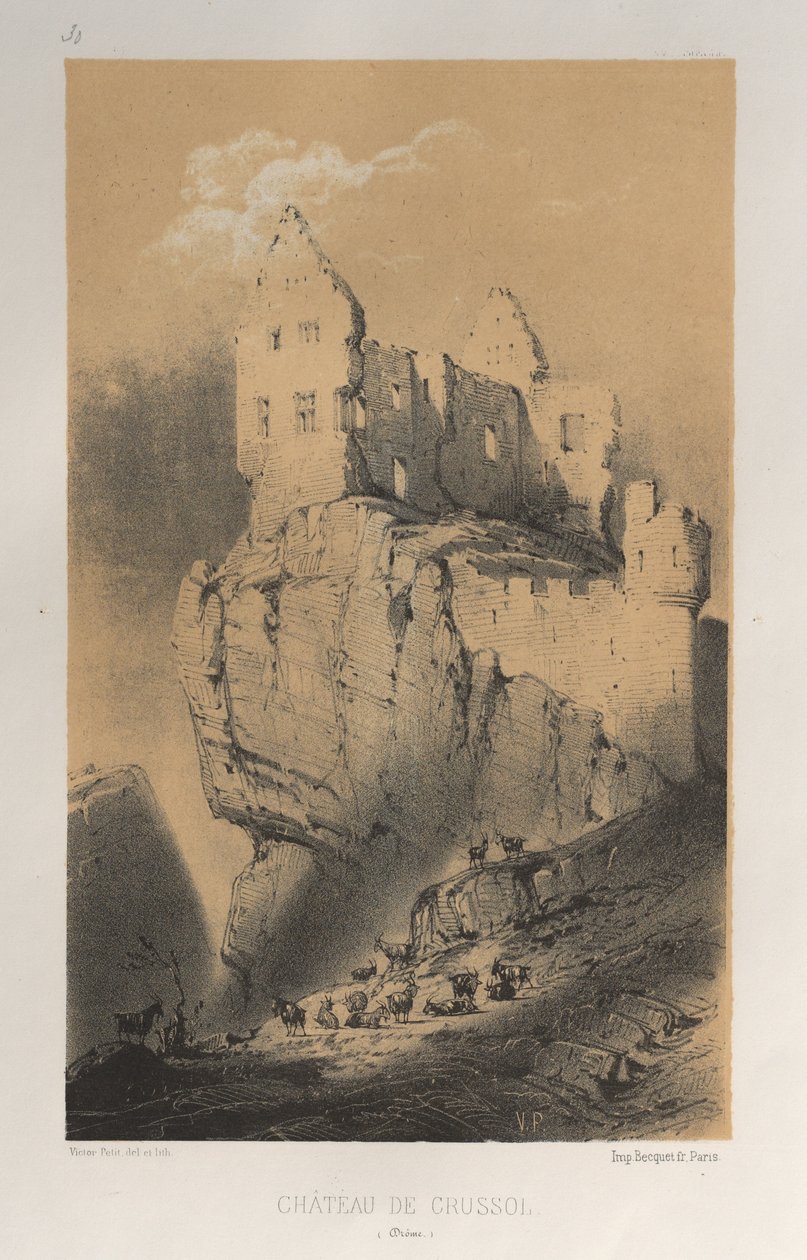 Pittoresk arkitektur eller monumenter fra det 15. århundre. Og XVI. Centuries: Chateaux De France av XV og XVI Centuries: Pl. 30, Chateau De Crussol (Drome) av Victor Petit