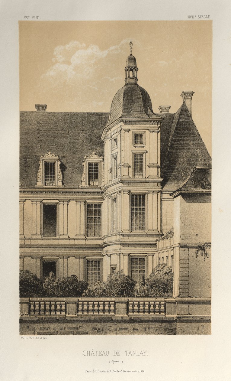 Pittoresk arkitektur eller monumenter fra det 15. århundre. Og XVI. Centuries: Chateaux De France av det XV og XVI århundre: Pl. 33, Château De Tanlay (Yonne) av Victor Petit