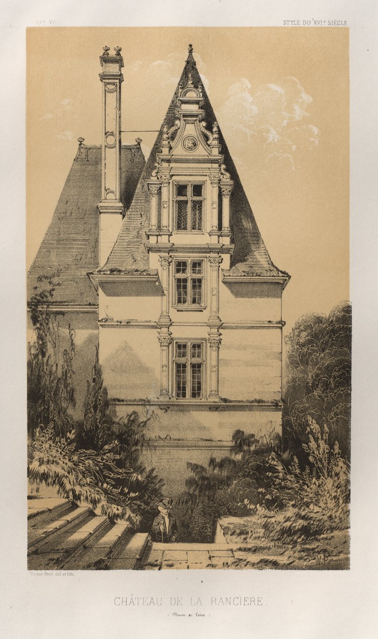 Pittoresk arkitektur eller monumenter fra det 15. århundre. Og XVI. Centuries: Chateaux De France av det XV og XVI århundre: Pl. 37, Château De La Ranciere (Maine et Loire) av Victor Petit