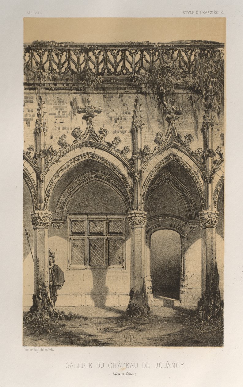 Pittoresk arkitektur eller monumenter fra det 15. århundre. Og XVI. Centuries: Chateaux De France av XV og XVI Centuries: Pl. 41, Galleri Château De Jouancy (Saone et Loire) av Victor Petit