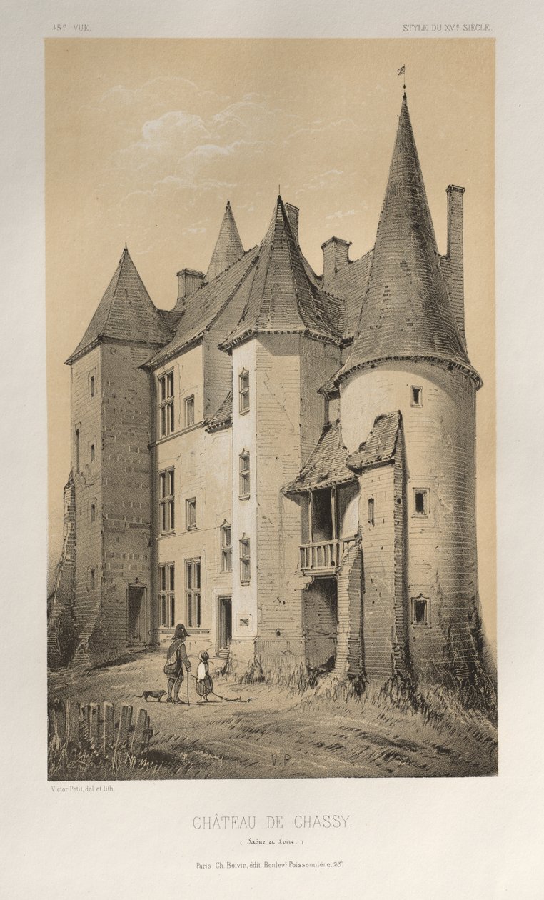 Pittoresk arkitektur eller monumenter fra det 15. århundre. Og XVI. Centuries: Chateaux De France fra det XV og XVI århundre: Pl. 45 Château De Chassy (Saône et Loire) av Victor Petit