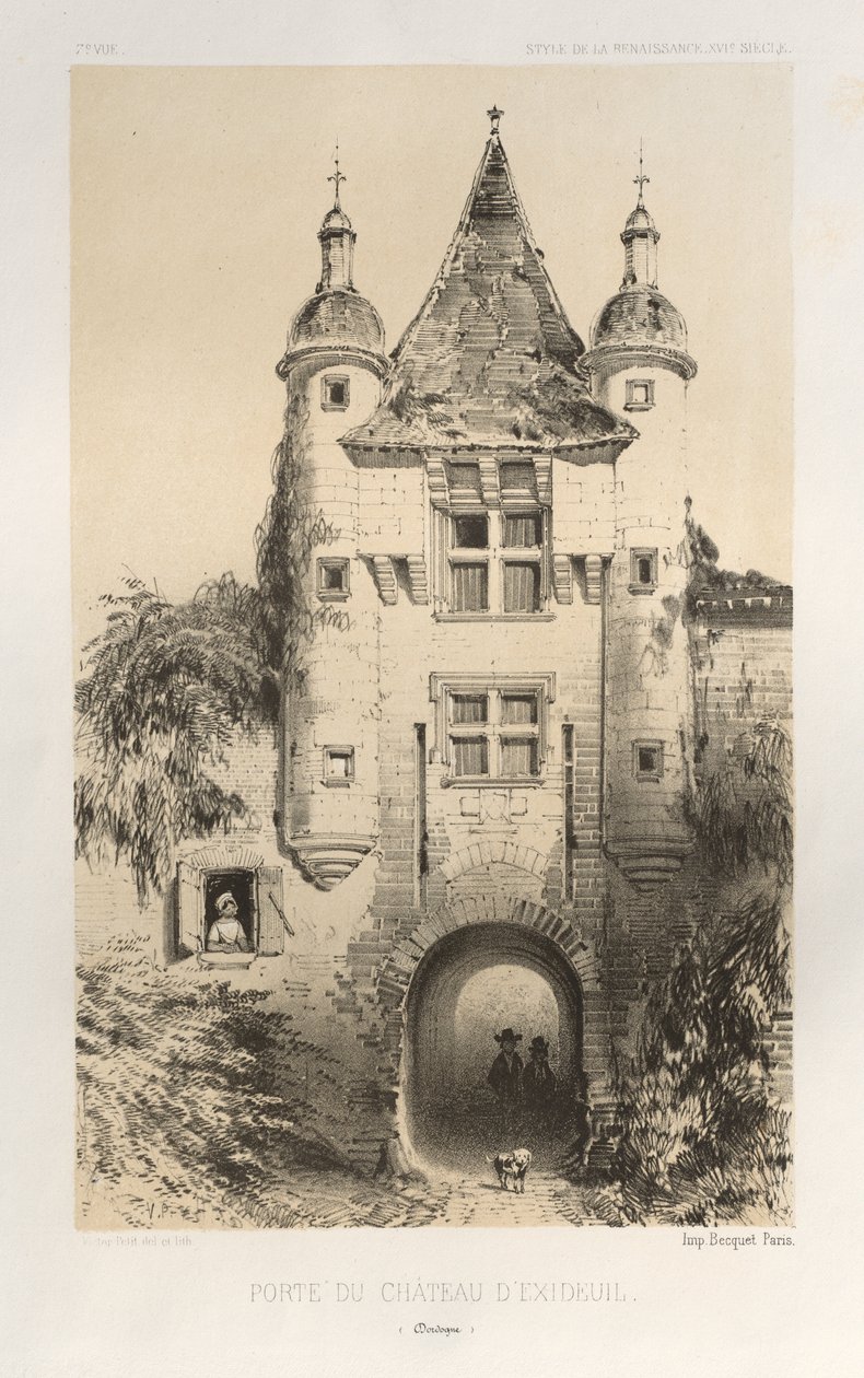 Pittoresk arkitektur eller monumenter fra det 15. århundre. Og XVI. Centuries: Chateaux De France av XV og XVI Centuries: Pl.7, Porten til Chateau d