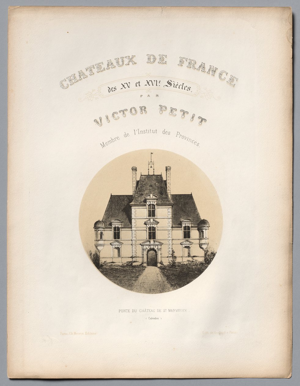 Frontispice, Porten til Château de St Manvieux Calvados, 1860. av Victor Petit
