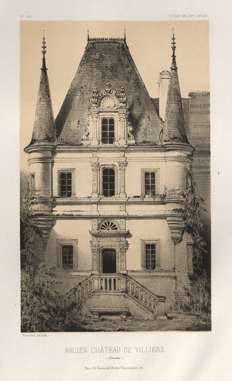 ...pl. 1, tidligere slott i Villiers Somme, 1860. av Victor Petit