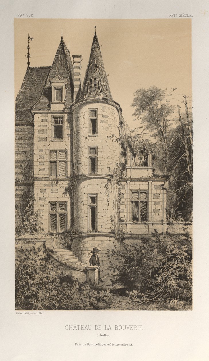 ..Pl. 29, Chateau De La Bouverie Sarthe, 1860. av Victor Petit