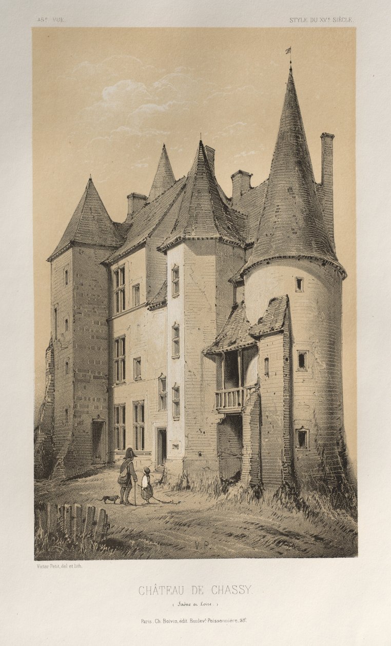 ...pl. 45 Chateau De Chassy Saône et Loire, 1860. av Victor Petit