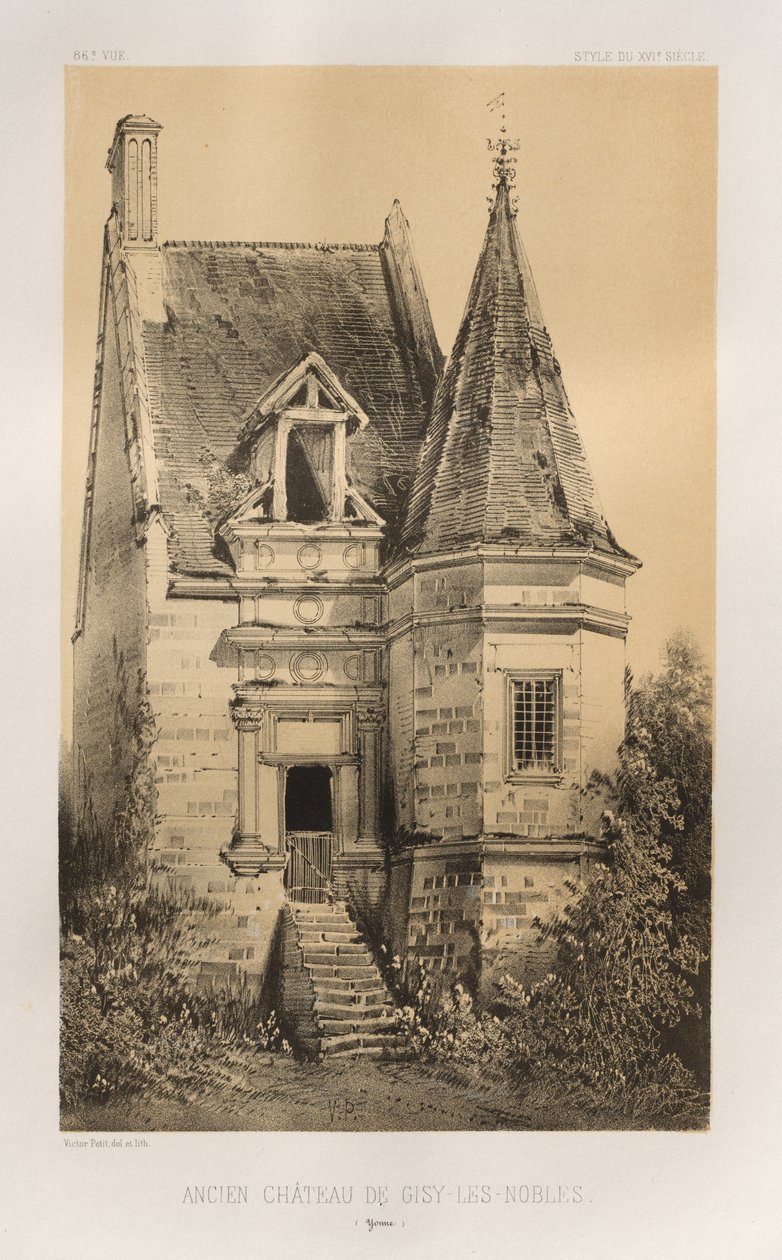 ...pl. 86, tidligere slott i Gisy-Les-Nobles Yonne, 1860. av Victor Petit