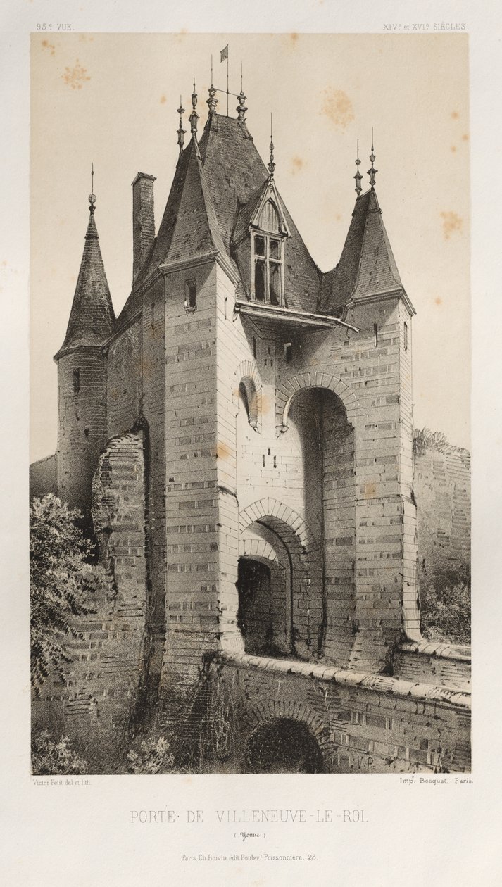 ...pl. 95, Porte de Villeneuve-Le-Roi Yonne, 1860. av Victor Petit