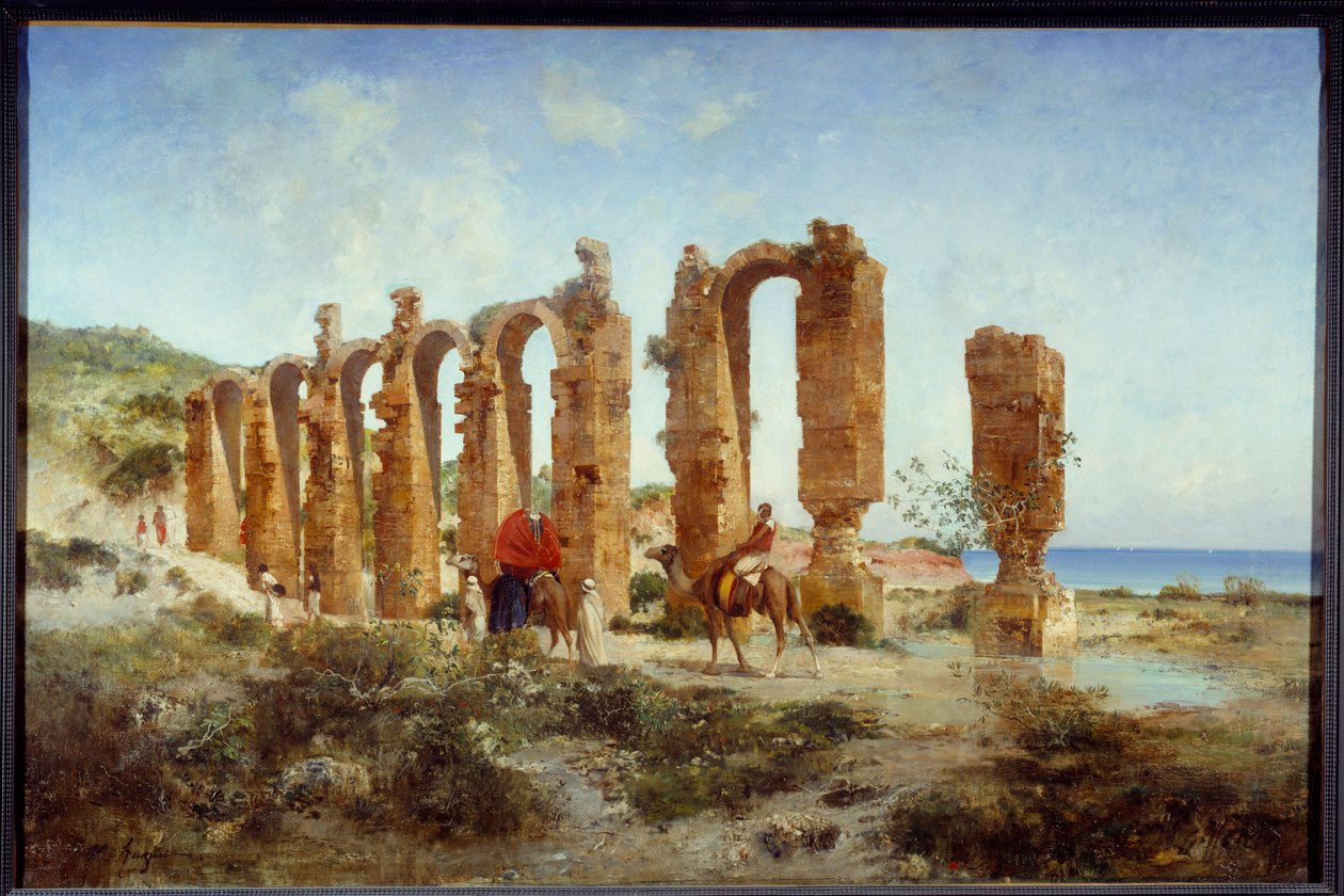 Den romerske akvedukten i Cherchell (Algeria). Maleri av Victor Pierre Huguet (1835-1902) av Victor Pierre Huguet