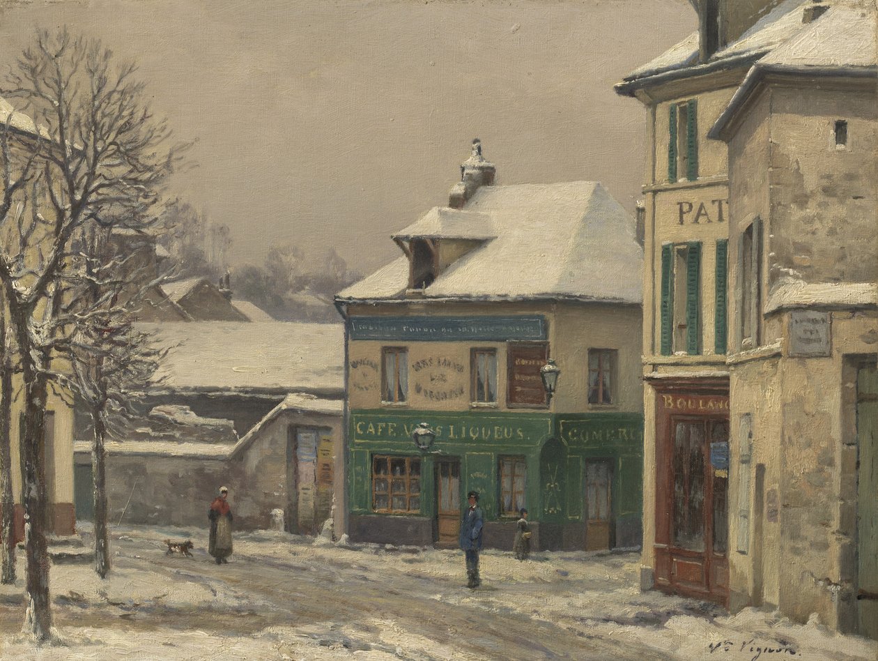 Snøeffekt i forstedene, ca. 1875-85 av Victor Vignon