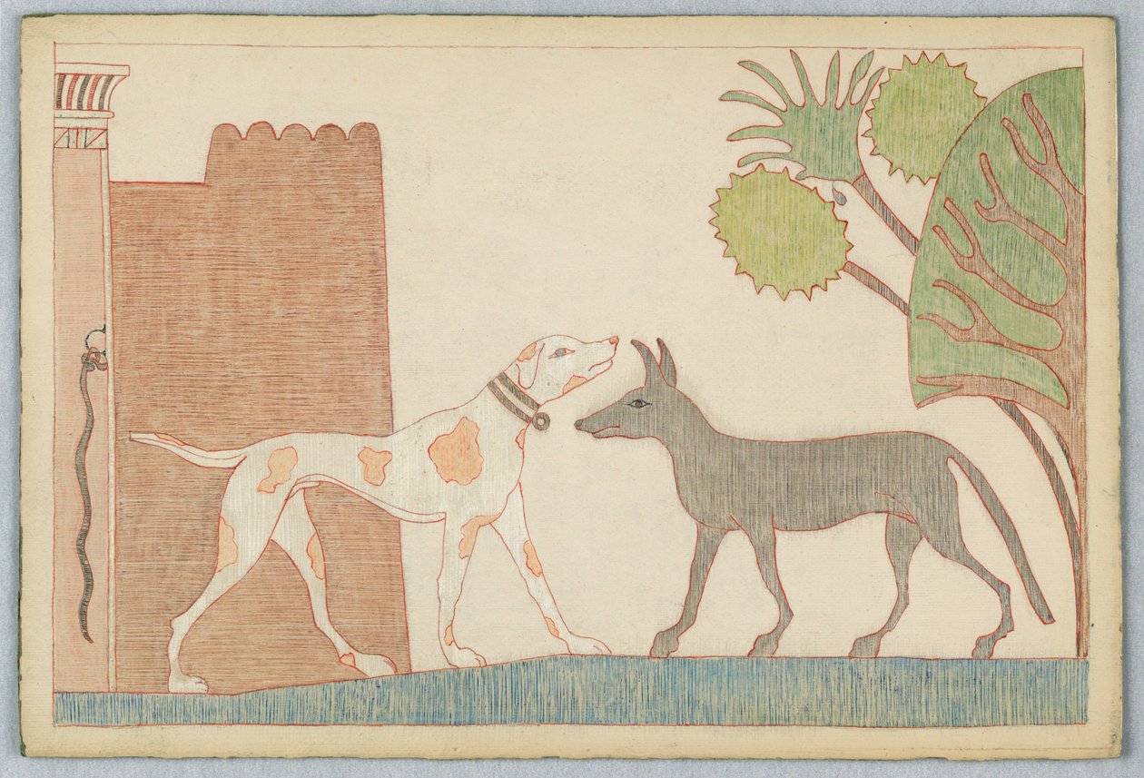 The Dog and the Wolf, Illustration for Aesop